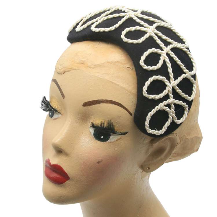 Großer schwarz Facsinator im Vintage-Stil  mit Kordel